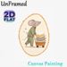 Sleepy Mouse Painting Poster, Warm-toned Whimsical Poster, Soft Cozy Design Featuring Mouse In Striped Pajamas Pushing Pillow Cart, Ideal For Bedroom_maomaolike.com