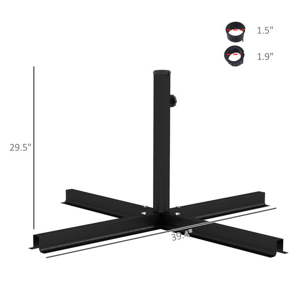 Outdoor Universal Cross Brace Stand For Small Offset Umbrella Or Large Market Umbrella, Black_maomaolike.com