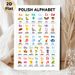 Polish Alphabet Painting Poster, Vibrant Colorful Illustrated Poster, Useful For Learning Polish Letters With Matching Words And Phonetics, Ideal For_maomaolike.com