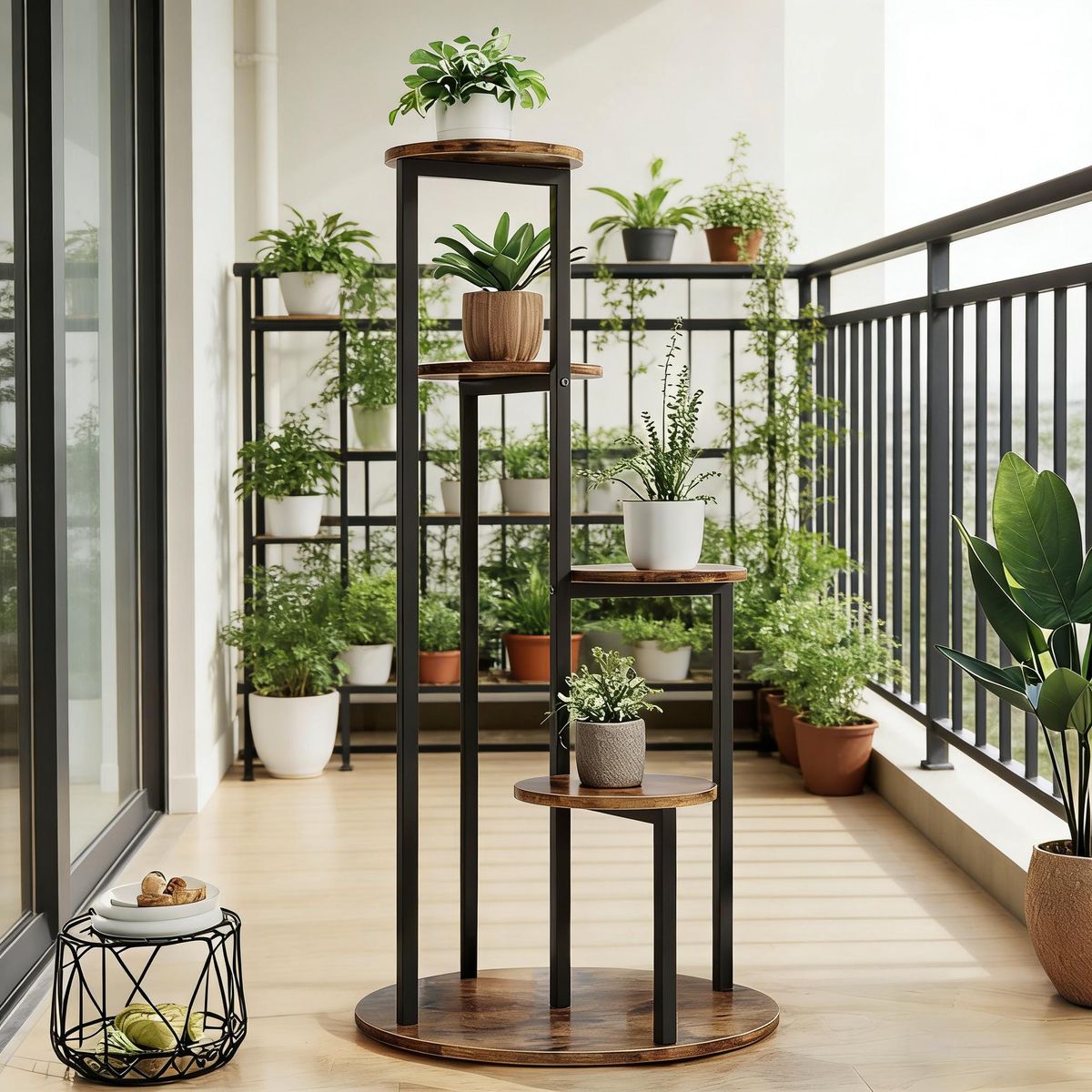 Plant Stand, Multiple Potted Plants Holder Corner Flower Shelf_maomaolike.com