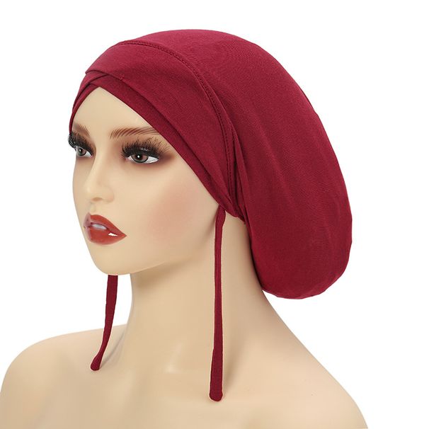 rear strap women's adult headscarf hat four seasons solid color daily versatile pullover hat Mu_maomaolike.com