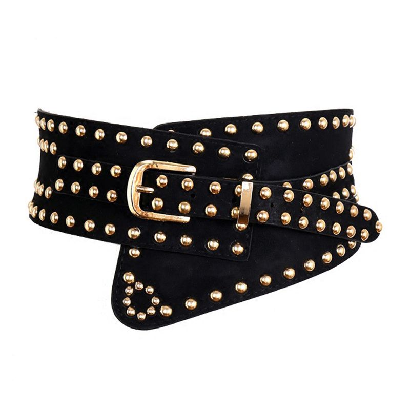 HOT Black European and American fashion retro elastic decoration, wide waistband, women's accessories, windbreaker, coat,_maomaolike.com
