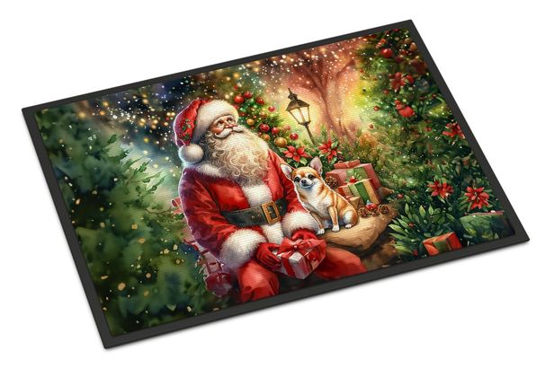 Chihuahua And Santa Claus Doormat Front Door Mat Indoor Outdoor Rugs For Entryway, Non Slip Washable Low Pile, 24H X 36W_maomaolike.com