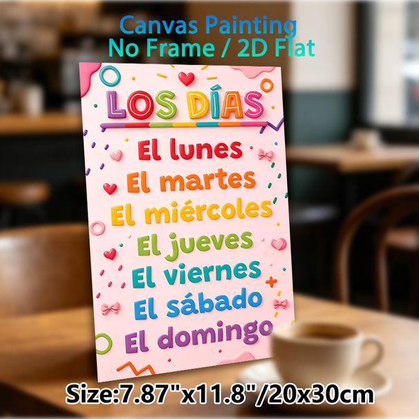 Spanish Days Of The Week Painting Poster, Vibrant Colorful Playful Typography Poster, Educational Design To Master Spanish Weekly Days, Ideal For_maomaolike.com