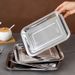 Stainless Steel Heat-resistant Rectangular Camping Commercial Stall Barbecue Plate, Non Disposable Plate_maomaolike.com
