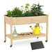 Wooden Raised Garden Bed With Legs And Lockable Wheels_maomaolike.com
