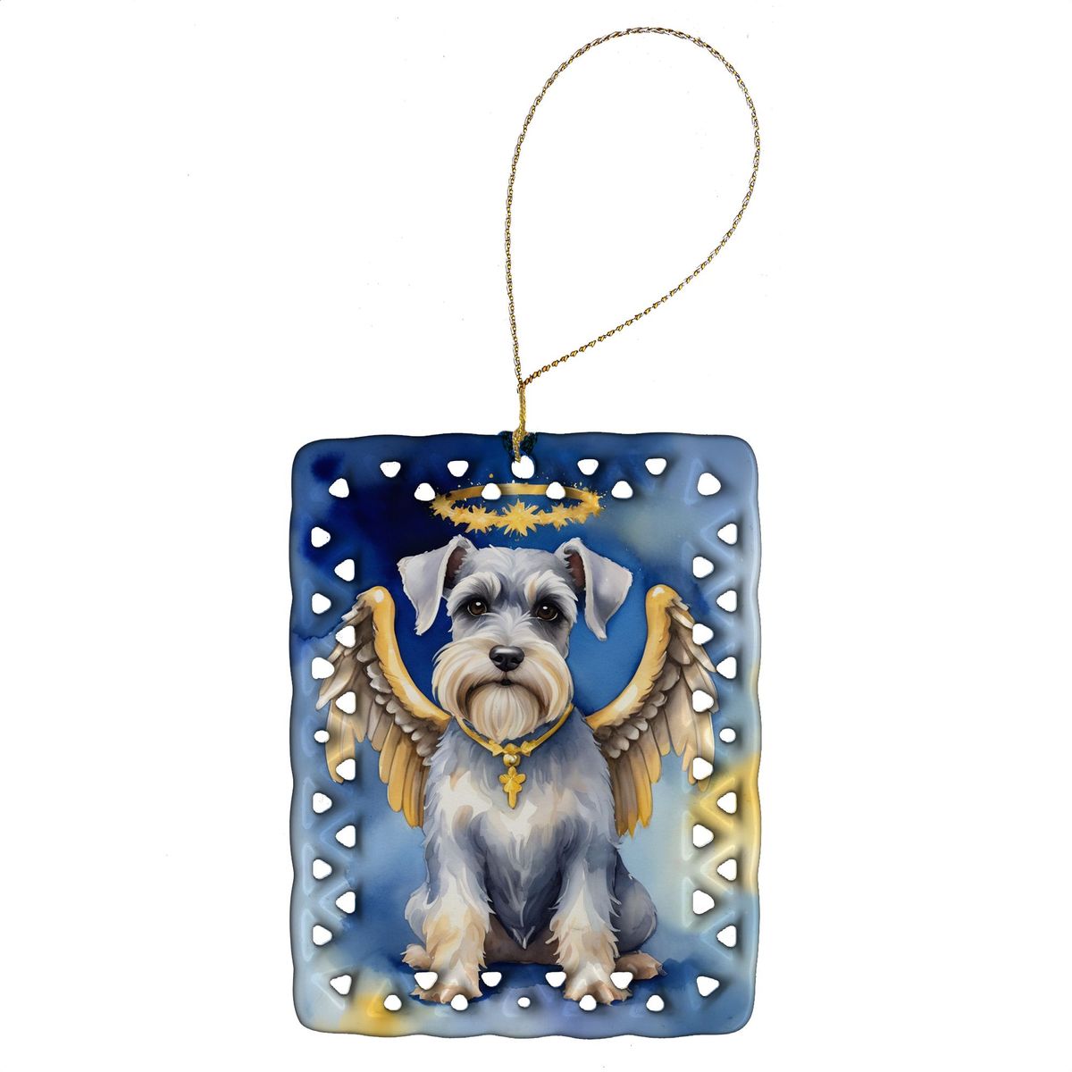 Schnauzer My Angel Porcelain Ornament Christmas Tree Hanging Decorations For Home Christmas Holiday, Rectangle, Gift, Multicolor_maomaolike.com