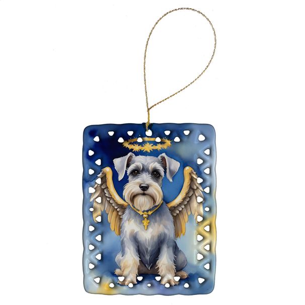 Schnauzer My Angel Porcelain Ornament Christmas Tree Hanging Decorations For Home Christmas Holiday, Rectangle, Gift, Multicolor_maomaolike.com