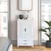 27 Accent Tall Tower White Storage Cabinet - Rustic Wood Sideboard Pantry Cabinet - Versatile Buffet Cabinet With Storage For Home Decor And Organization Chic Cabinet With Two Doors And Two Drawers_maomaolike.com