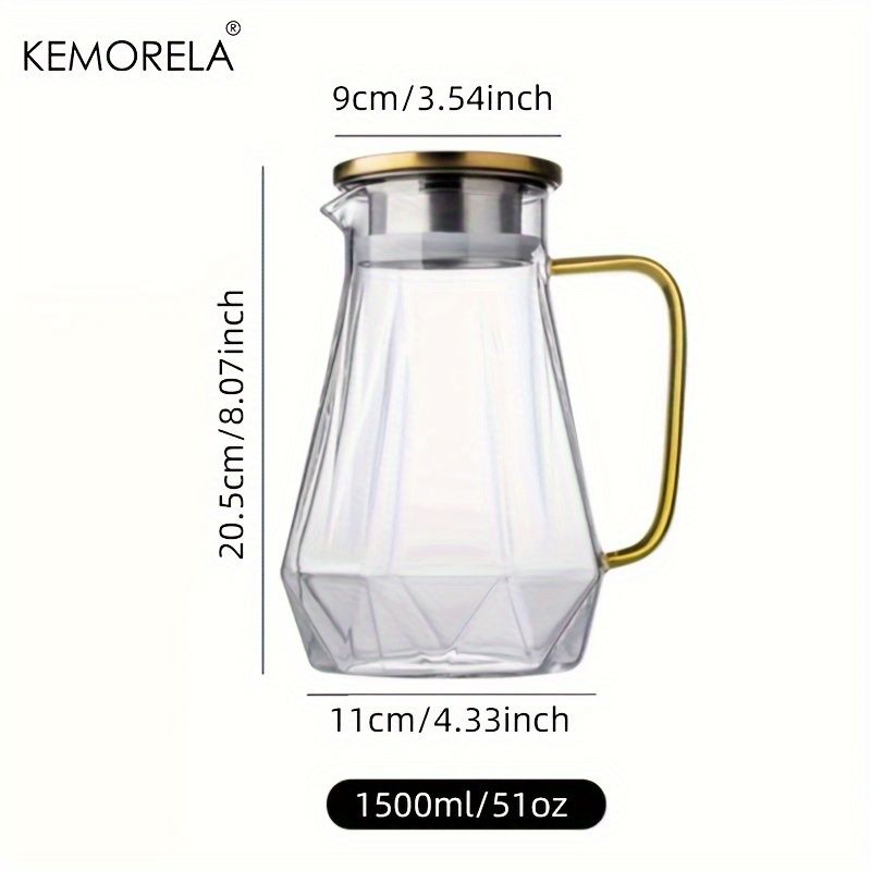 1PCS Diamond Texture Teapot Set Hot Cold Kettle Jug Transparent Coffee Pot Home Water Carafe Glass Pitcher_maomaolike.com