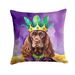 Cocker Spaniel King Of Mardi Gras Throw Pillow Machine Washable, Indoor Outdoor Decorative Pillow For Couch, Bed Or Patio, 18Hx18W_maomaolike.com