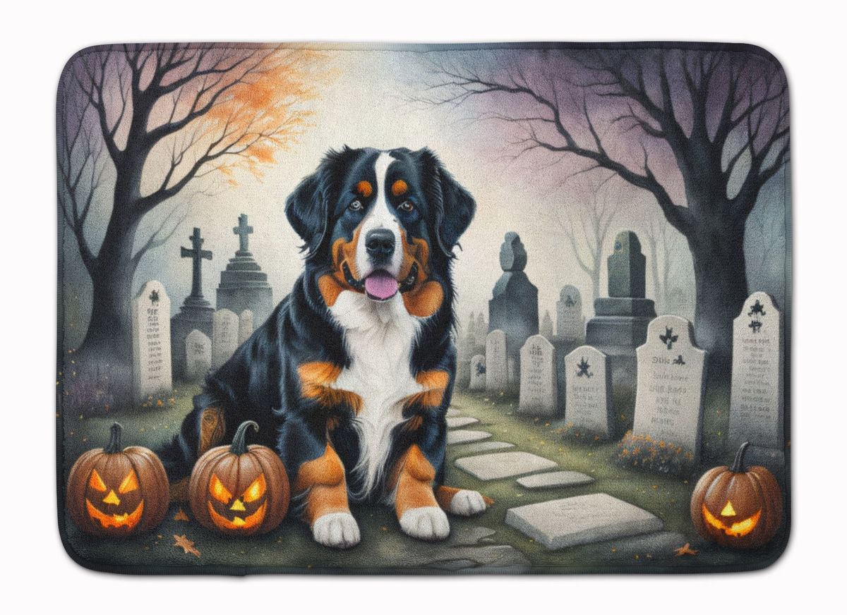 Bernese Mountain Dog Spooky Halloween Memory Foam Kitchen Mat Machine Washable Anti-Fatigue Mat Cushion Comfort Bath Mat Or Kitchen Rug_maomaolike.com