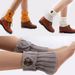 Autumn and winter warm ankle boots socks pile socks knitted wool ankle protection women's thick diamond button leg_maomaolike.com