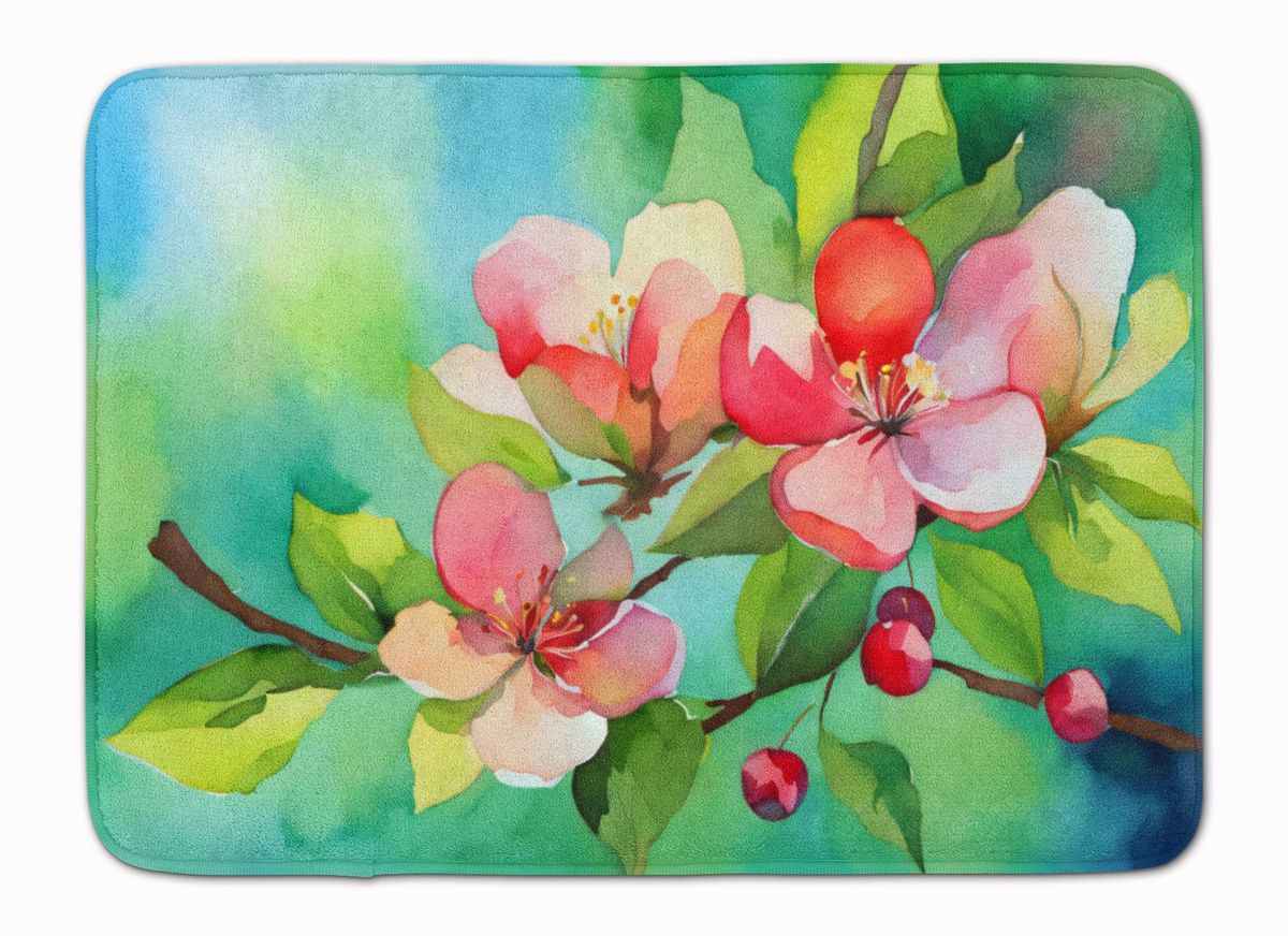 Arkansas Blossom In Watercolor Memory Foam Kitchen Mat Machine Washable Anti-Fatigue Mat Cushion Comfort Bath Mat Or Kitchen Rug_maomaolike.com