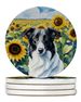 Borzoi In Sunflowers Large Sandstone Coasters Pack Of 4 Absorbent Round Coasters Decor Gifts For Men Or Women, 4 In, Multicolor_maomaolike.com