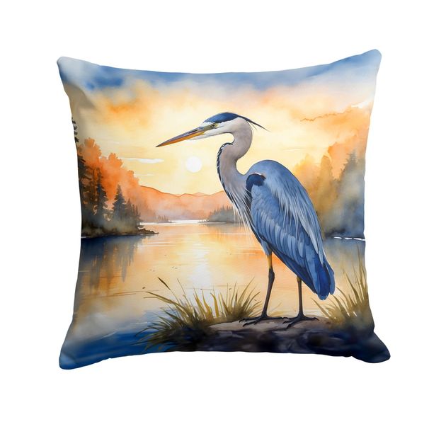Blue Heron In The Golden Hour Throw Pillow Machine Washable, Indoor Outdoor Decorative Pillow For Couch, Bed Or Patio, 18Hx18W_maomaolike.com