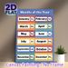 Months Of The Year Painting Poster, Vibrant Block-style Monthly Chart Poster, Educational Design For Learning Full And Abbreviated Month Names, Ideal_maomaolike.com