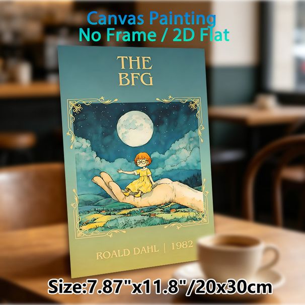 The BFG Themed Painting Poster, Soft Watercolor Night Scene Poster, Whimsical Literary Artwork, Ideal For Bedroom, Study Room Wall Decor_maomaolike.com