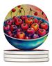 Colorful Cherries Large Sandstone Coasters Pack Of 4 Absorbent Round Coasters Decor Gifts For Men Or Women, 4 In, Multicolor_maomaolike.com