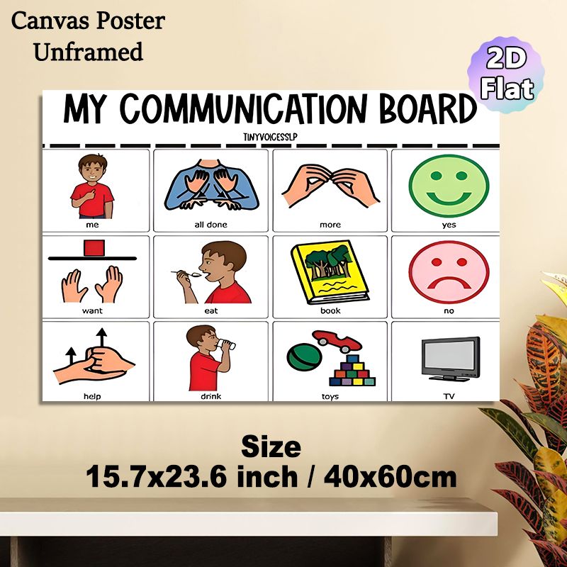 Communication Board Painting Poster, Vibrant Visual Communication Poster, Aids Daily Basic Expression, Suitable For Home And Therapy Environments_maomaolike.com