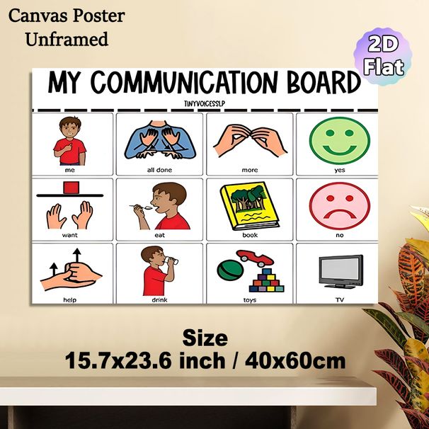 Communication Board Painting Poster, Vibrant Visual Communication Poster, Aids Daily Basic Expression, Suitable For Home And Therapy Environments_maomaolike.com