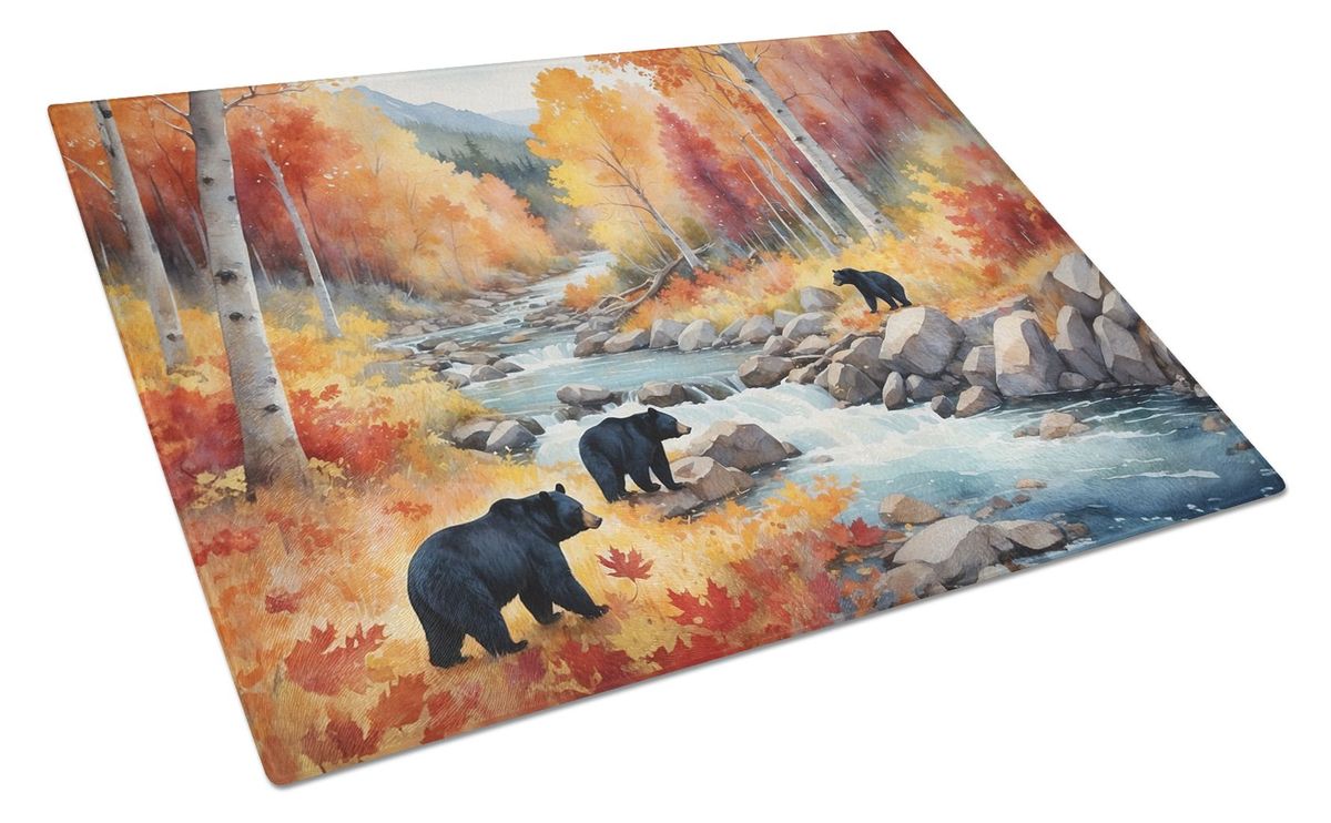 Bears Autumn In The Woods Glass Cutting Board Decorative Tempered Glass Kitchen Cutting And Serving Board Large Size Chopping Board_maomaolike.com
