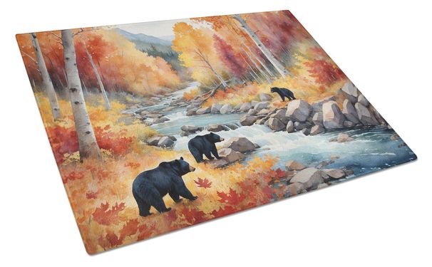 Bears Autumn In The Woods Glass Cutting Board Decorative Tempered Glass Kitchen Cutting And Serving Board Large Size Chopping Board_maomaolike.com