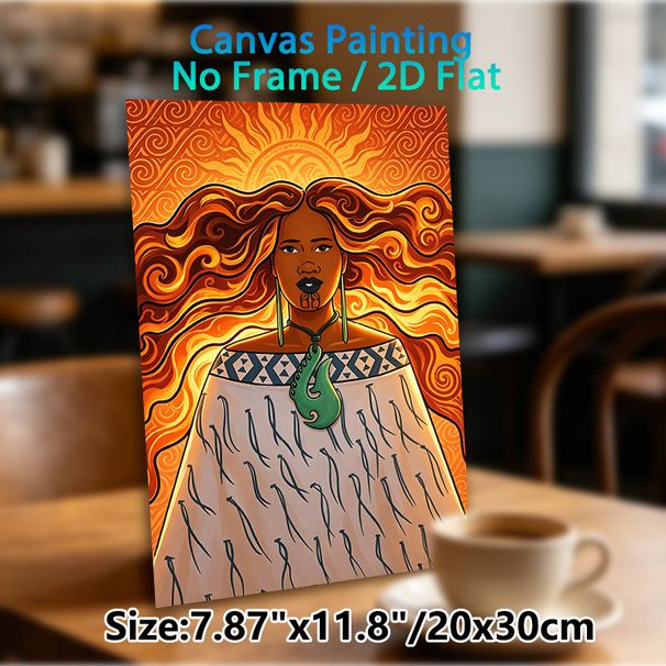 Indigenous Polynesian Themed Painting Poster, Vibrant Warm-toned Stylized Ethnic Female Figure Poster, Unique Cultural Art Piece Ideal For Living_maomaolike.com