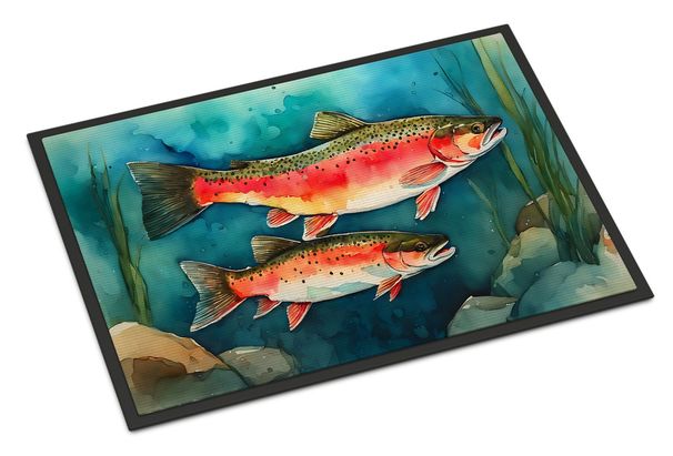 Trout Doormat Front Door Mat Indoor Outdoor Rugs For Entryway, Non Slip Washable Low Pile, 24H X 36W_maomaolike.com