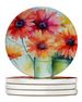 Gerbera Daisies In Watercolor Large Sandstone Coasters Pack Of 4 Absorbent Round Coasters Decor Gifts For Men Or Women, 4 In, Multicolor_maomaolike.com