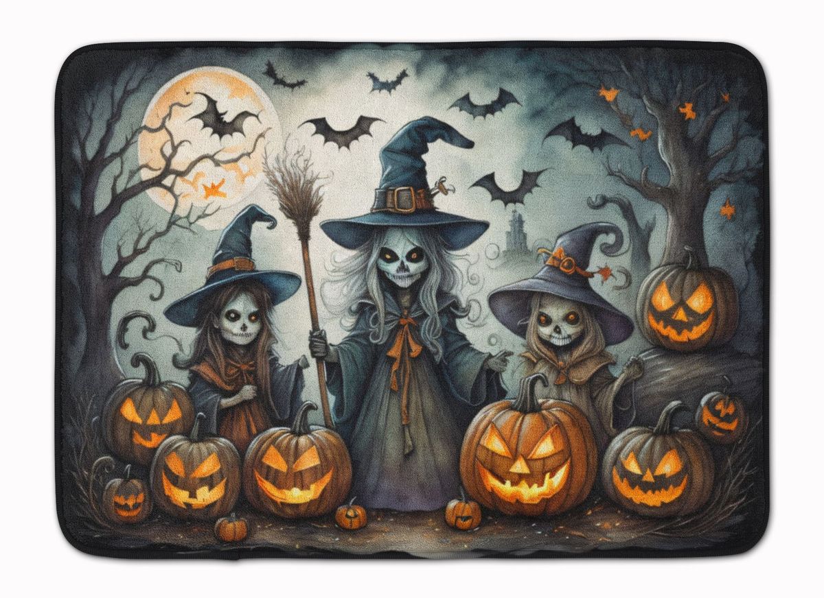 Witches Spooky Halloween Memory Foam Kitchen Mat Machine Washable Anti-Fatigue Mat Cushion Comfort Bath Mat Or Kitchen Rug_maomaolike.com