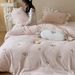Wholesale Korean Style Princess Lace Milk Velvet Double-Sided Coral Fleece Thickened Warm Flannel Four-Piece Set_maomaolike.com