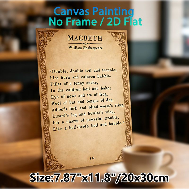 Macbeth Shakespeare Quote Painting Poster, Vintage Aged-paper Style Literary Verse Poster, Classic Dramatic Excerpt Ideal For Home Study, Library_maomaolike.com