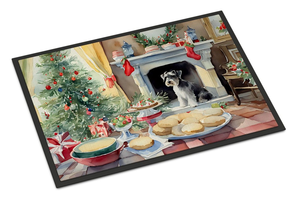Schnauzer Christmas Cookies Doormat Front Door Mat Indoor Outdoor Rugs For Entryway, Non Slip Washable Low Pile, 24H X 36W_maomaolike.com