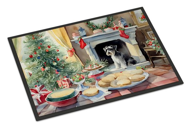 Schnauzer Christmas Cookies Doormat Front Door Mat Indoor Outdoor Rugs For Entryway, Non Slip Washable Low Pile, 24H X 36W_maomaolike.com