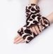 Unisex Thickened flannel half-finger gloves leopard print solid black gloves for men and women_maomaolike.com