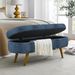 Ottoman Oval Storage Bench,Rubber Wood Legs, Gray (43.5"x16"x16")Dark Blue_maomaolike.com