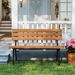47 Inch Outdoor Acacia Wood Bench With Metal Frame And Slatted Seat_maomaolike.com