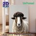 Stylish Sheep With Flat Cap Painting Poster, Realistic Gentle-looking Animal Poster, Unique Whimsical Design Ideal For Living Room, Bedroom Or_maomaolike.com