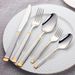 Roman Column Stainless Steel Cutlery Set, Straight Pattern Five-Piece Set For Home Hotel Western Food Steak Knife, Fork,_maomaolike.com