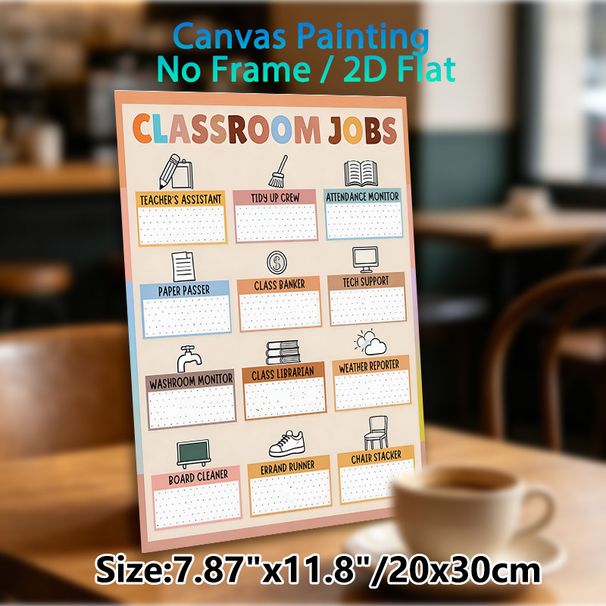 Classroom Jobs Painting Poster, Soft-colored Hand-drawn Style Poster, Helps Organize Class Duties, Suitable For Classroom Settings_maomaolike.com