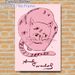 Pink Curled Cat Painting Poster, Soft Pink Line Art Style Poster, Charming Curled Cat With Striped Details, Ideal For Bedroom And Living Room Decor_maomaolike.com