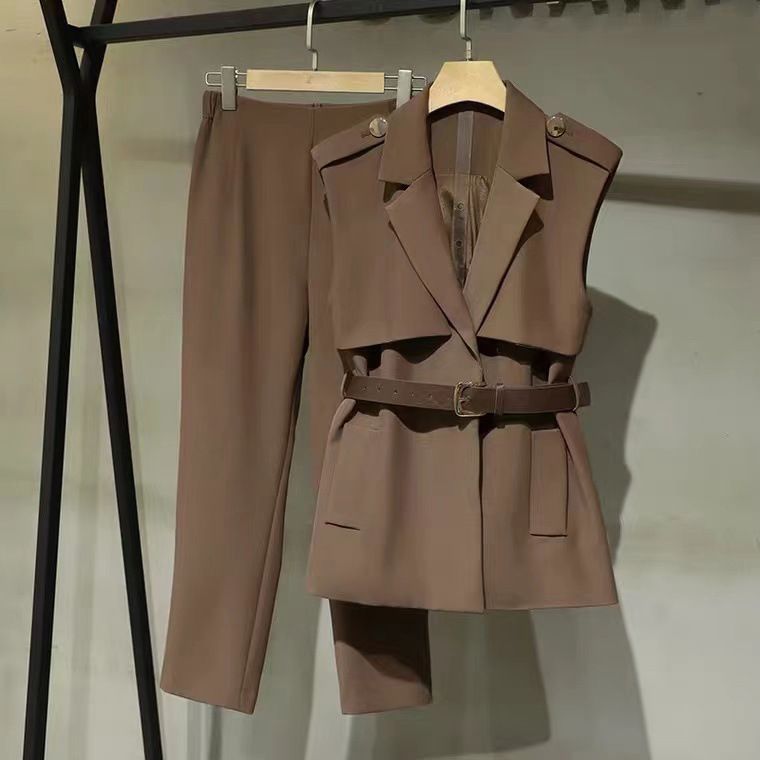 Women's Clothing women's temperament suits women's new professional formal wear sleeveless suit collar jacket two piece suit_maomaolike.com