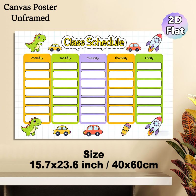 Class Schedule Painting Poster, Vibrant Cute Cartoon Style Poster, Practical Weekly Class Planner For Organizing Study Routines, Ideal For Classroom_maomaolike.com