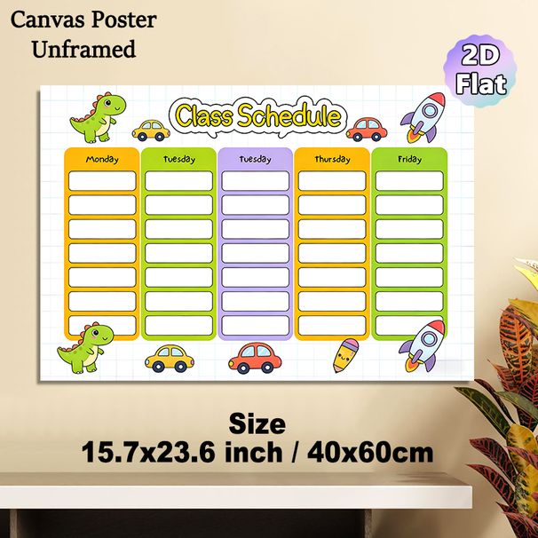Class Schedule Painting Poster, Vibrant Cute Cartoon Style Poster, Practical Weekly Class Planner For Organizing Study Routines, Ideal For Classroom_maomaolike.com