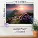 Mountain Sunrise Scenery Painting Poster, Serene Warm-toned Mountain Landscape With Blooming Pink Flowers Poster, Soothing Natural View Ideal For_maomaolike.com