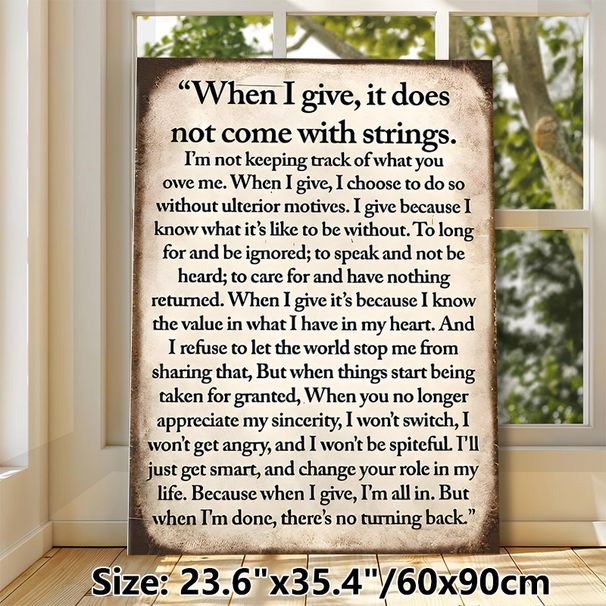 Inspirational Quote Painting Poster, Vintage-style Typographic Poster, Thought-provoking Heartfelt Message About Giving For Home And Office Wall Decor_maomaolike.com