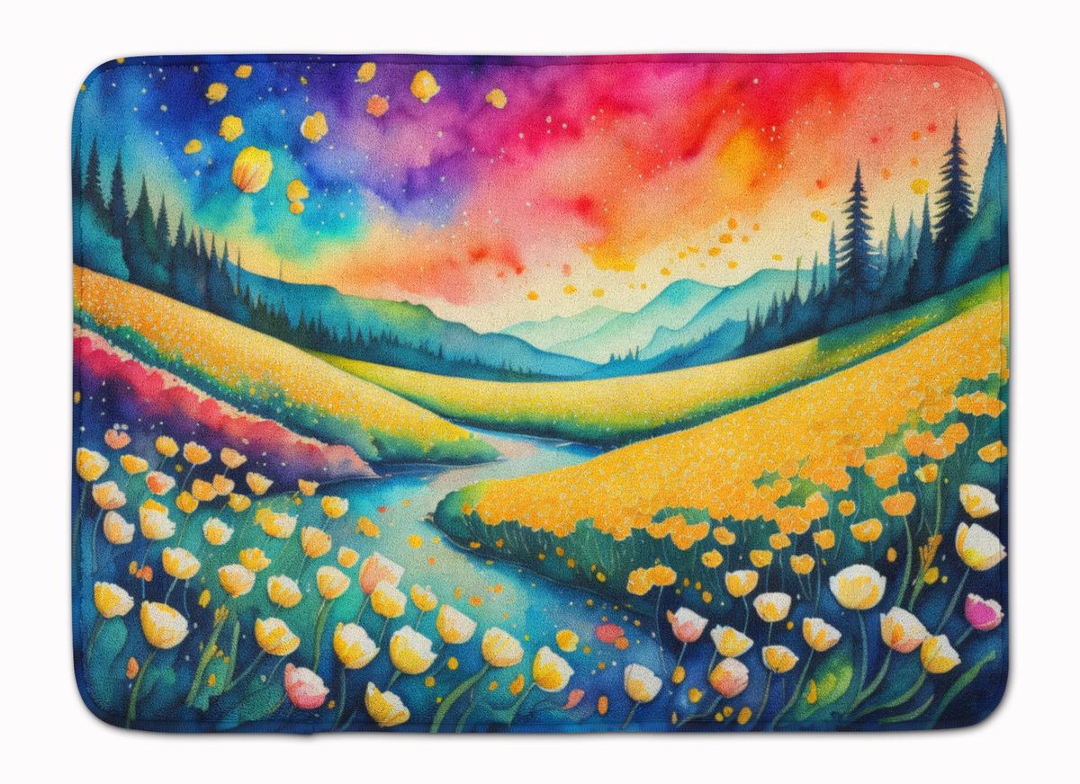 Buttercups In Color Memory Foam Kitchen Mat Machine Washable Anti-Fatigue Mat Cushion Comfort Bath Mat Or Kitchen Rug_maomaolike.com