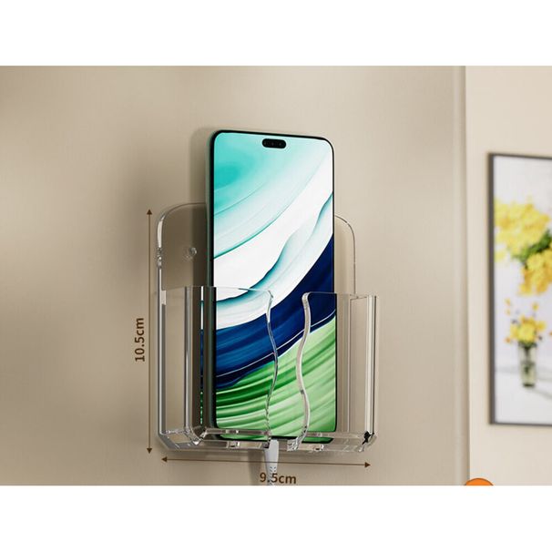 Mobile Holder, No-Drill Bedside Rack, Charging Storage Box, Bathroom Wall-Mounted Phone Box_maomaolike.com