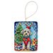 Dandie Dinmont Terrier Christmas Reindeer Porcelain Ornament Christmas Tree Hanging Decorations For Home Christmas Holiday, Rectangle, Gift, Multicolor_maomaolike.com